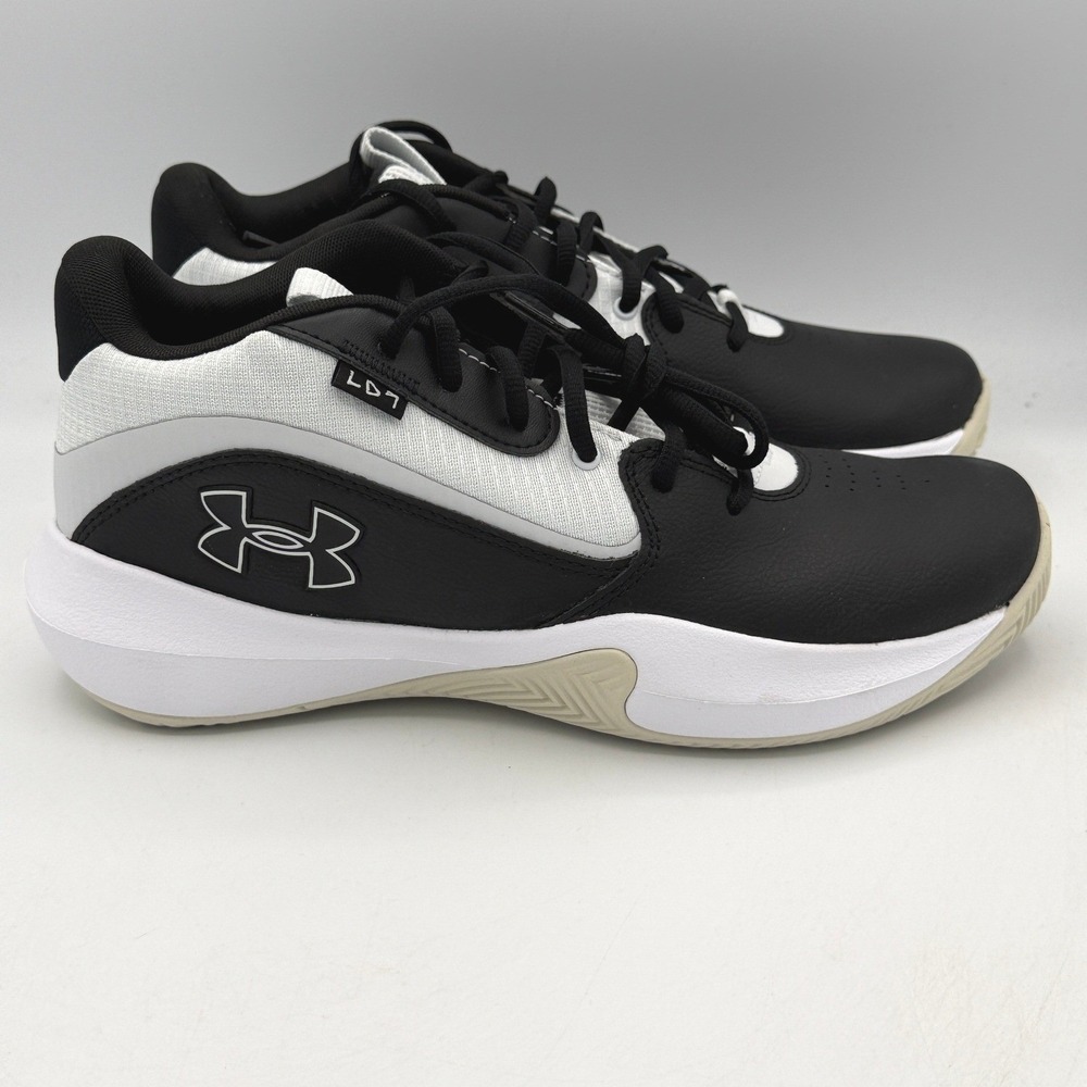 Under Armour Lockdown 7 Shoes Mens 9.5 Black White Tan Basketball 3028512-002